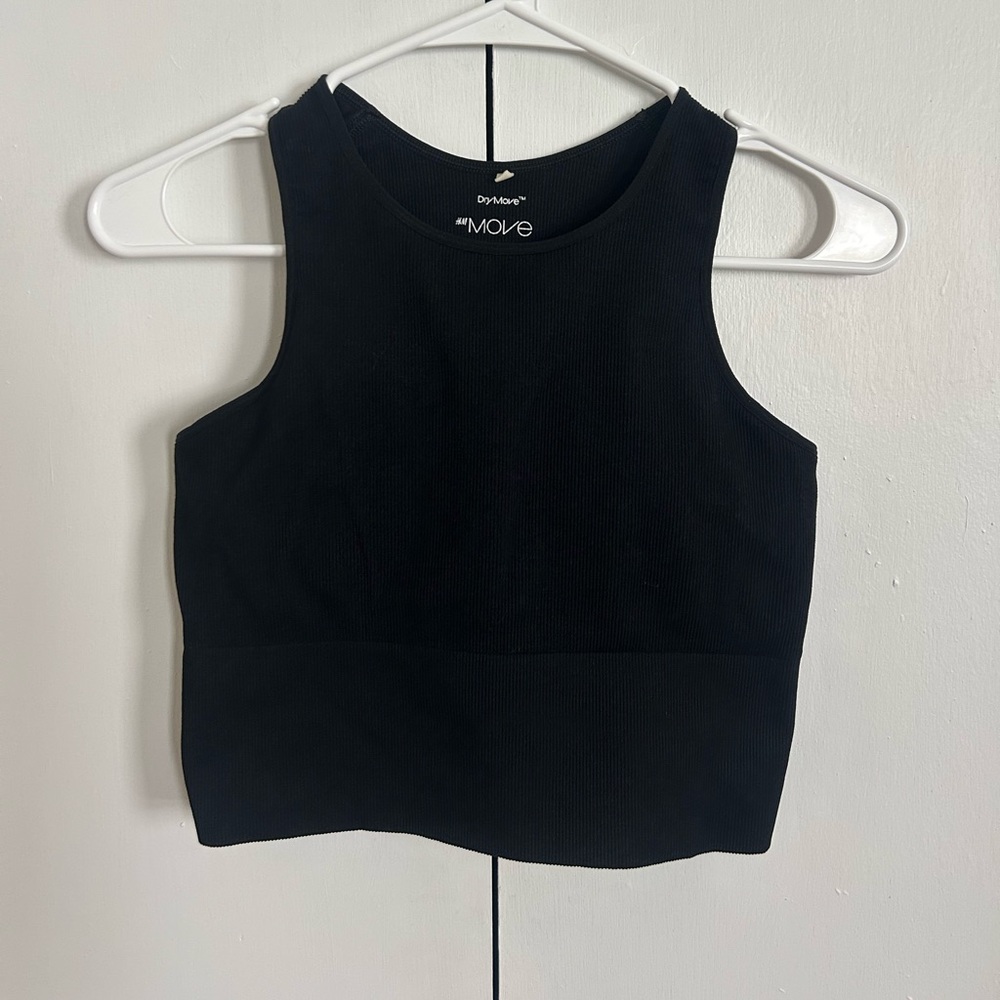 H&M Drymove Women's Black Ribbed Tank Top